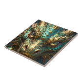 A Turquoise and Gold Dragon Mystical Tegeltje (Zijkant)