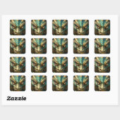 A Turquoise and Gold Dragon Mystical Vierkante Sticker (Vel)