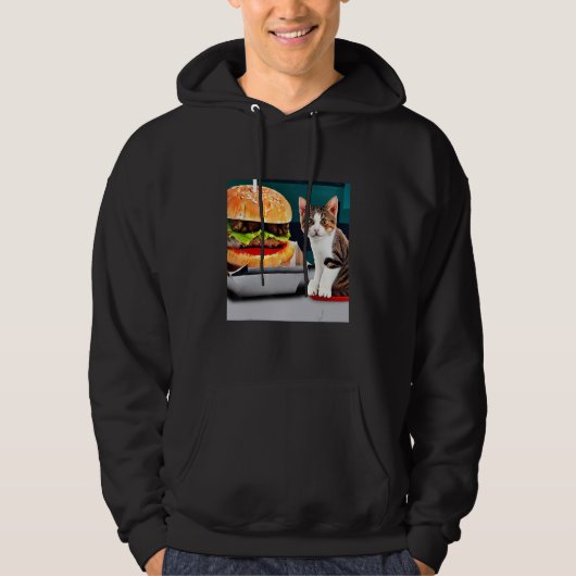 A Two Paw Feast Adorable Kitten Cat Kitty Burger D Hoodie (Voorkant)