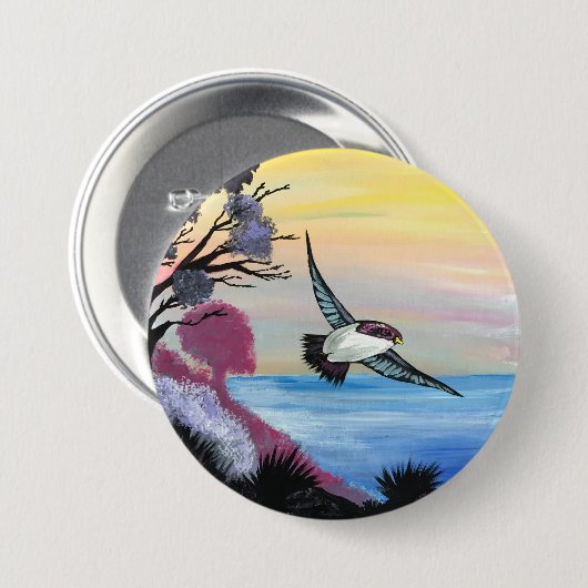 A Uitzicht vogels Ronde Button 7,6 Cm (Voorkant /achterkant)