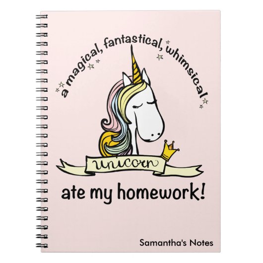 A Unicorn Ate My Homework Novelty Notitieboek (Voorkant)