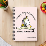 A Unicorn Ate My Homework Novelty Notitieboek<br><div class="desc">A Unicorn Ate My Homework Notebook - This fantasy filled unicorn notebook is so magical because it comes with a ready to go and perfectly credible excuse for not delivering your home work on time. Yes, that's HIS fault! A magical, fantastical, whimsical unicorn ate your homework. Naughty Unicorn! We left...</div>