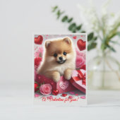 A Valentine for You Cute Pomeranian Dog Feestdagenkaart (Staand voorkant)
