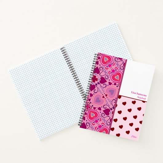 A Valentine's Day Hearts Pattern Notebook Notitieboek (Binnen)