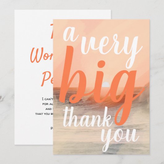 A Very Big Thank You Ocean Sunset Appreciation Bedankkaart (Voorkant / Achterkant)