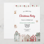 A very cute red and tirqoise christmas party  kaart (Voorkant / Achterkant)