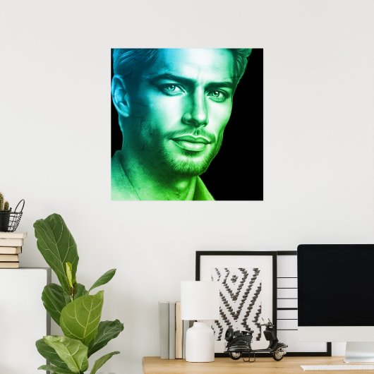 A Very Handsome Young Man on a 24x24 Wall Poster (Thuiskantoor)