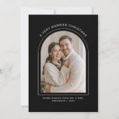 A Very Married Christmas Black White Arch Photo Feestdagenkaart (Voorkant)