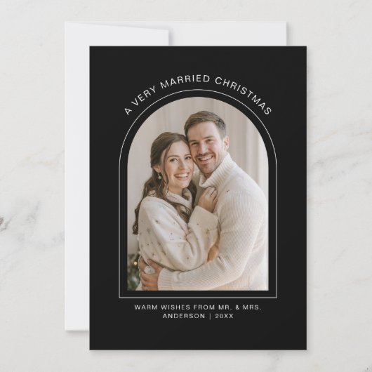 A Very Married Christmas Black White Arch Photo  Feestdagenkaart (Voorkant)