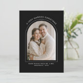 A Very Married Christmas Black White Arch Photo Feestdagenkaart (Staand voorkant)