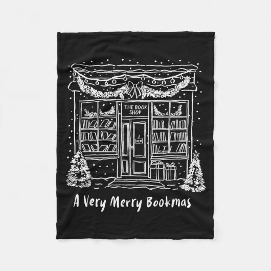 A Very Merry Bookmas Cozy Christmas Bookstore Holi Fleece Deken (Voorkant)
