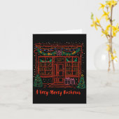 A Very Merry Bookmas Cozy Christmas Bookstore Holi Kaart (Gele Bloem)