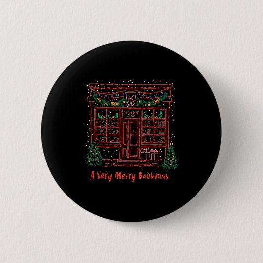 A Very Merry Bookmas Cozy Christmas Bookstore Holi Ronde Button 5,7 Cm (Voorkant)