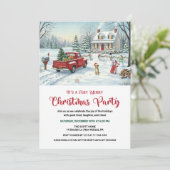 A Very Merry Christmas Retro Invitation  Kaart (Staand voorkant)