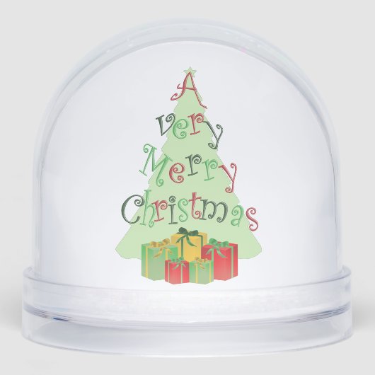 A Very Merry Christmas Tree and Gifts Sneeuwbol (Voorkant)