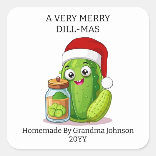 A Very Merry Dill-Mas Christmas Holiday Jar Vierkante Sticker (Voorkant)