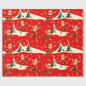 A Very Retro Merry & Bright Christmas Pixies Cadeaupapier (Vlak)
