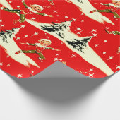 A Very Retro Merry & Bright Christmas Pixies Cadeaupapier (Hoek)