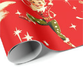 A Very Retro Merry & Bright Christmas Pixies Cadeaupapier (Rol Hoek)