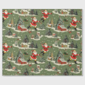 A Very Retro Merry & Bright Santas Cadeaupapier (Vlak)