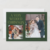 A Very Wedded Christmas Newlywed Photo Green Feestdagenkaart (Voorkant)