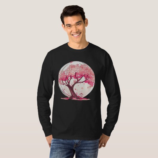 A Vibrant and Inspiring Cherry Blossom Sphere Tree T-shirt (Voorkant volledig)