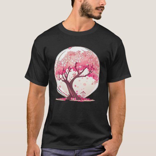 A Vibrant and Inspiring Cherry Blossom Sphere Tree T-shirt (Voorkant)