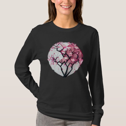 A Vibrant and Stunning Cherry Blossom Geometric Sp T-shirt (Voorkant)