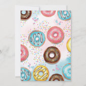 A vibrant birthday invitation with donuts.  kaart (Achterkant)