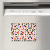 A vibrant floral pattern features orange  magneet (Insitu (Vaatwasser))