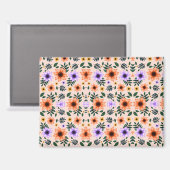A vibrant floral pattern features orange  magneet (Voorkant / Achterkant)