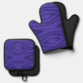 A vibrant purple oven mitt and pot holder set (Voorkant / Achterkant)