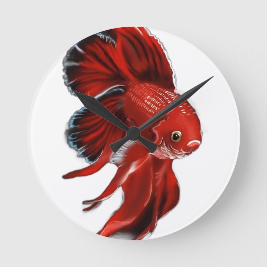 A vibrant red betta fish swimming. ronde klok (Voorkant)