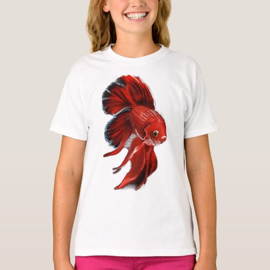 A vibrant red betta fish swimming. t-shirt (Voorkant)