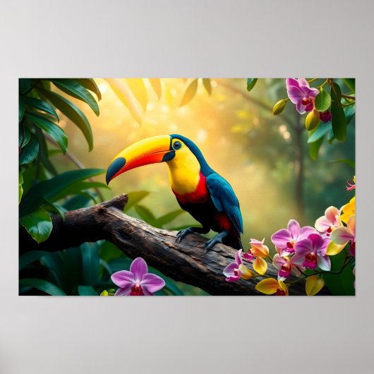 A vibrant Toucan Tropical Jungle Poster (Voorkant)