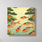 A Vibrant Ukiyo-e Pond Canvas Afdruk (Voorkant)