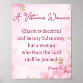 A Victorious Woman Proverbs 31 Christian Floral Poster (Voorkant)