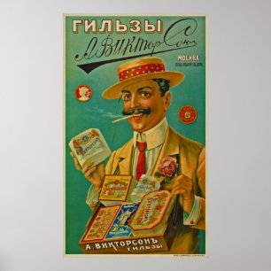 A. Viktorson Cigarette Papers ~ Moskou Rusland 190 Poster