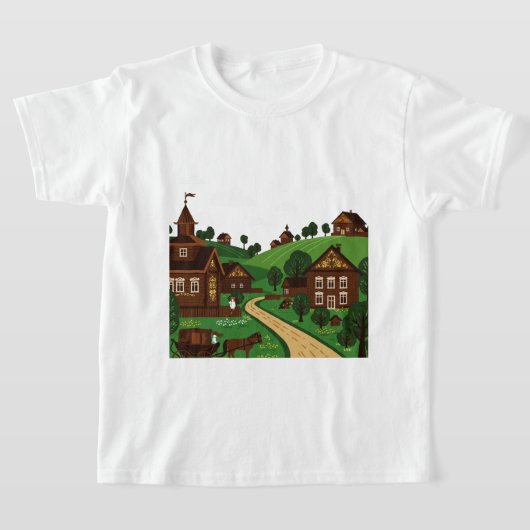 A village drawn in an illustration style T-Shirt (Laagn)