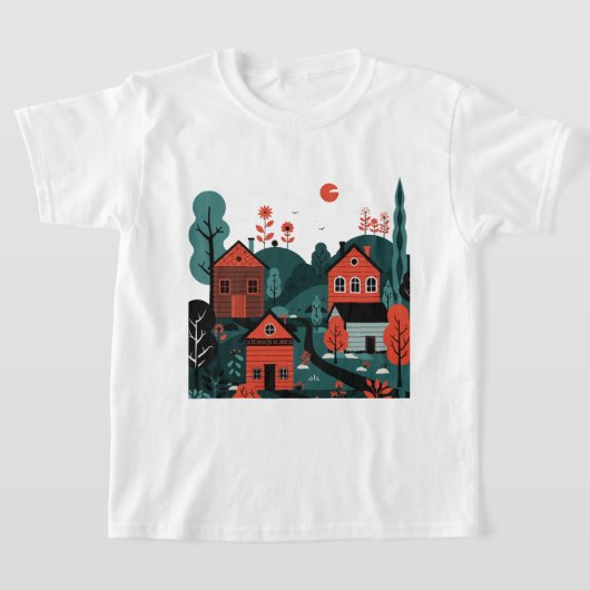 A village drawn in an illustration style T-Shirt (Laagn)