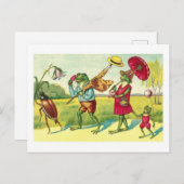 A vintain public domain illustration of frogs with briefkaart (Voorkant / Achterkant)