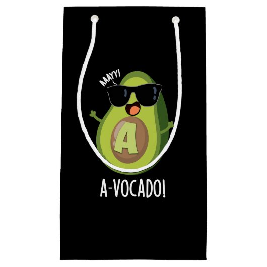 A-vocado Grappige Avocado Pun Donker BG Klein Cadeauzakje (Voorkant)