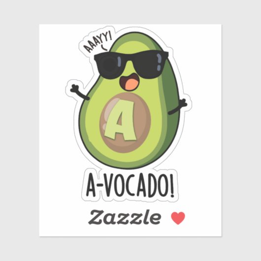 A-vocado grappige avocado woordspeling sticker (Vel)