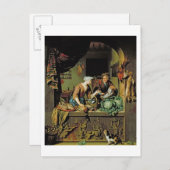 A Voman and a Fish Peddler, 1713 (olie op het pane Briefkaart (Voorkant / Achterkant)