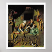 A Voman and a Fish Peddler, 1713 (olie op het pane Poster (Voorkant)