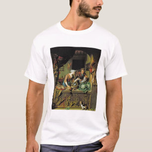 A Voman and a Fish Peddler, 1713 (olie op het pane T-shirt