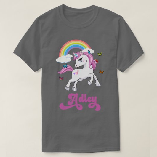 A voor Adley Adley Rainbow Unicorn T-shirt (Design voorkant)
