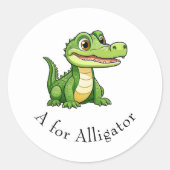 A voor Alligator Ronde Sticker (Voorkant)