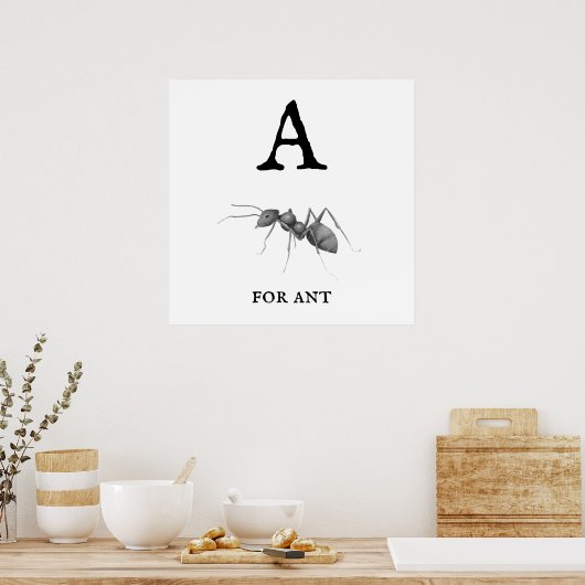 "A" voor Ant Poster (Keuken)