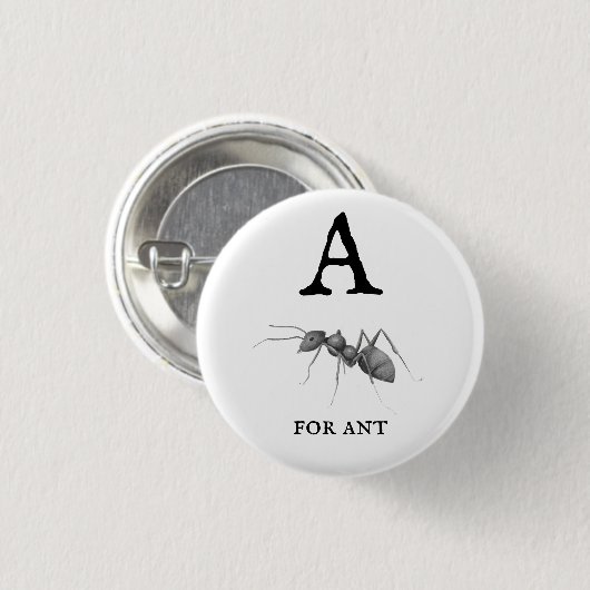 "A" voor Ant Ronde Button 3,2 Cm (Voorkant /achterkant)